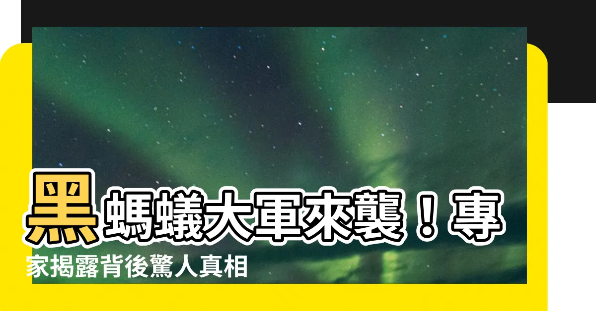 【黑螞蟻出現原因】黑螞蟻大軍來襲！專家揭露背後驚人真相