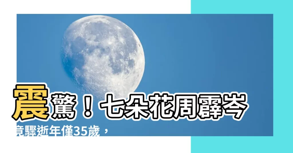 【七朵花周霹岑】震驚！七朵花周霹岑竟驟逝年僅35歲，揭秘原七位成員現況