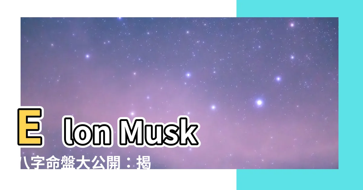 【elon musk 八字】Elon Musk八字命盤大公開：揭秘世界首富的命理奧秘