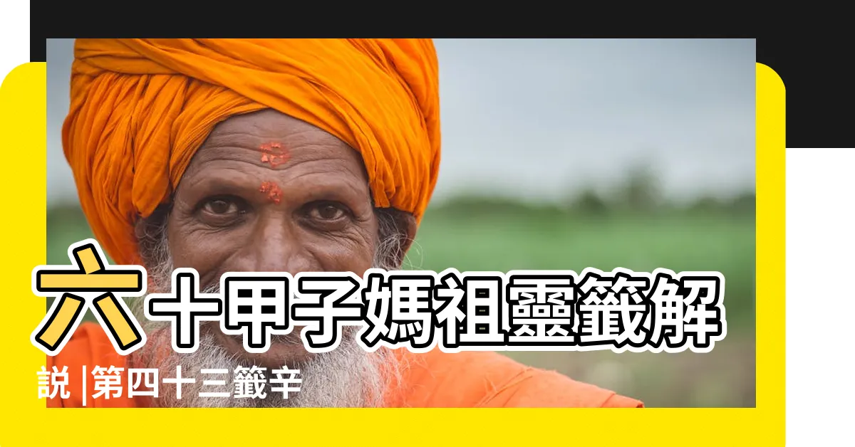 【一年做事急如飛姻緣】六十甲子媽祖靈籤解説 |第四十三籤辛丑新 |一年作事急如飛 |