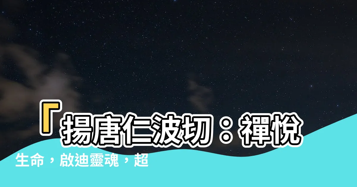 【揚唐仁波切】「揚唐仁波切：禪悦生命，啟迪靈魂，超越平凡的人生」
