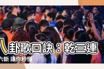 【乾三連 坤六斷 震仰盂 艮覆碗 離中虛 坎中滿 兑上缺 巽下斷】八卦歌口訣：乾三連 坤六斷 讓你秒懂八卦圖象秘訣！