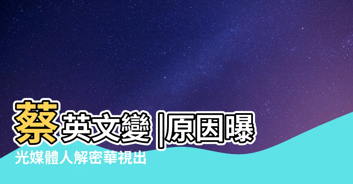 【ee是誰】蔡英文變 |原因曝光媒體人解密華視出包內幕 |是什麼意思 |