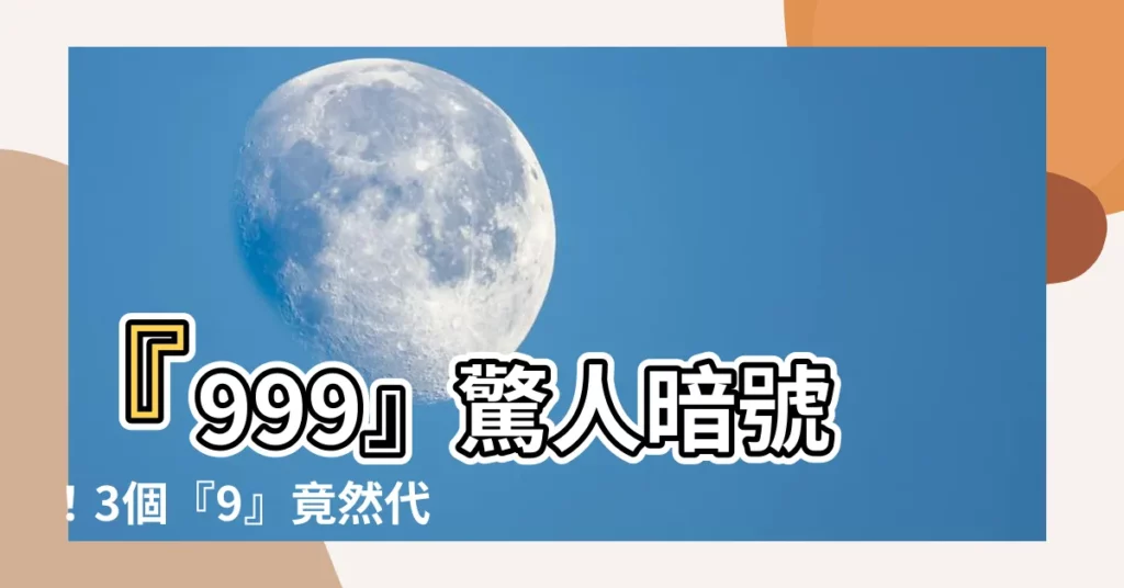 【 9意思】『999』驚人暗號！3個『9』竟然代表了這個意思...！？