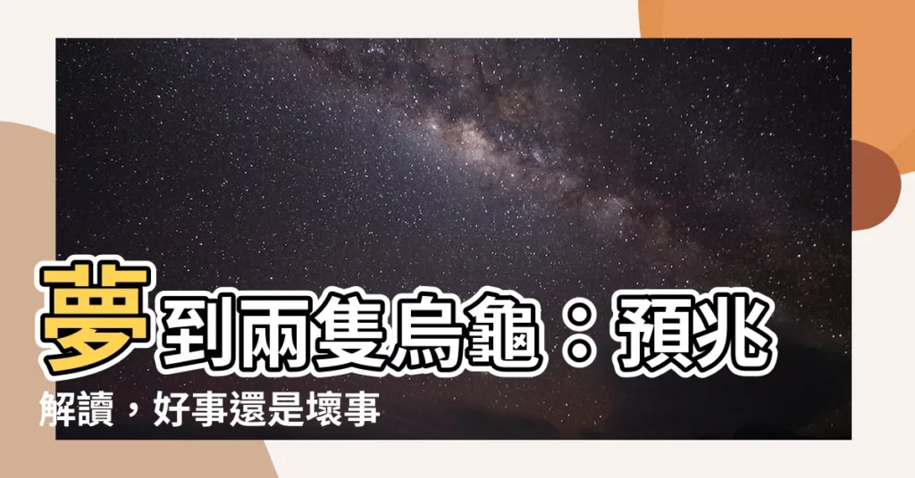 【夢到兩隻烏龜】夢到兩隻烏龜：預兆解讀，好事還是壞事？