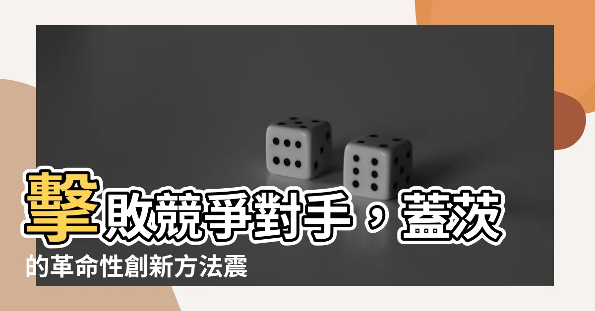 【蓋茨】擊敗競爭對手，蓋茨的革命性創新方法震撼全球！