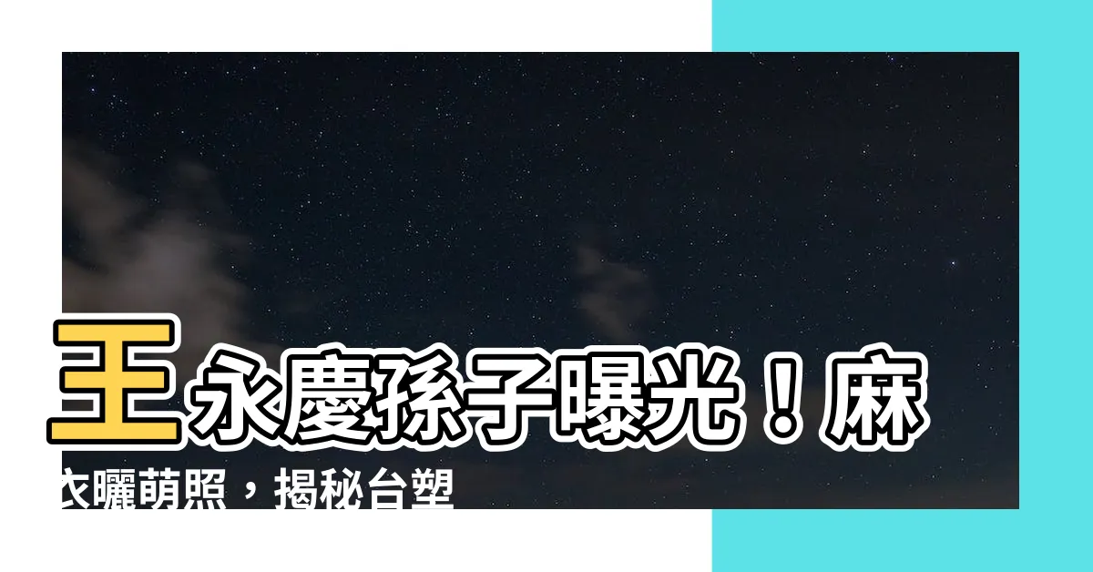 【王永慶 孫子】王永慶孫子曝光！麻衣曬萌照，揭秘台塑金孫人生第一個書包