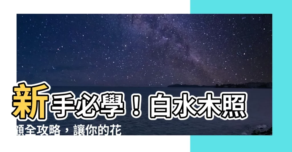 【白水木照顧】新手必學！白水木照顧全攻略，讓你的花園綠意盎然