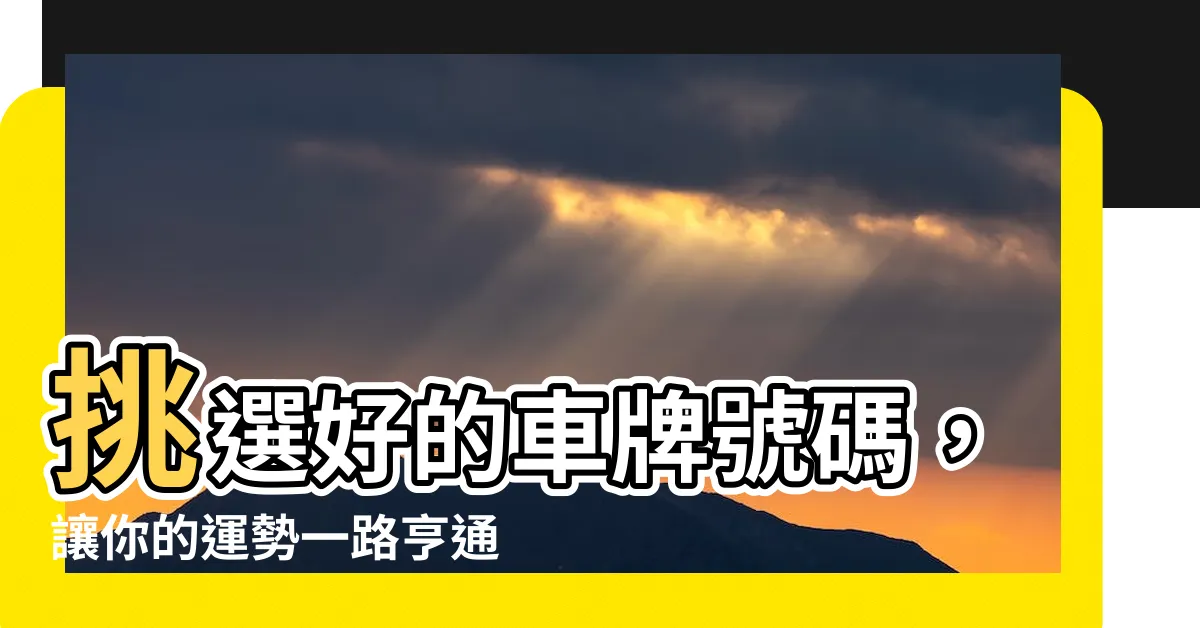 【好的車牌】挑選好的車牌號碼，讓你的運勢一路亨通！