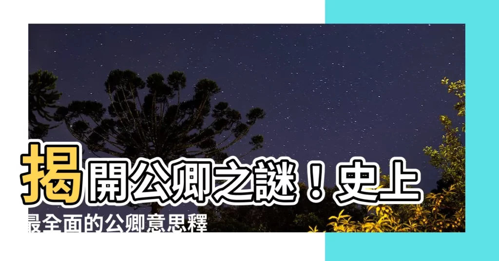 【公卿意思】揭開公卿之謎！史上最全面的公卿意思釋解