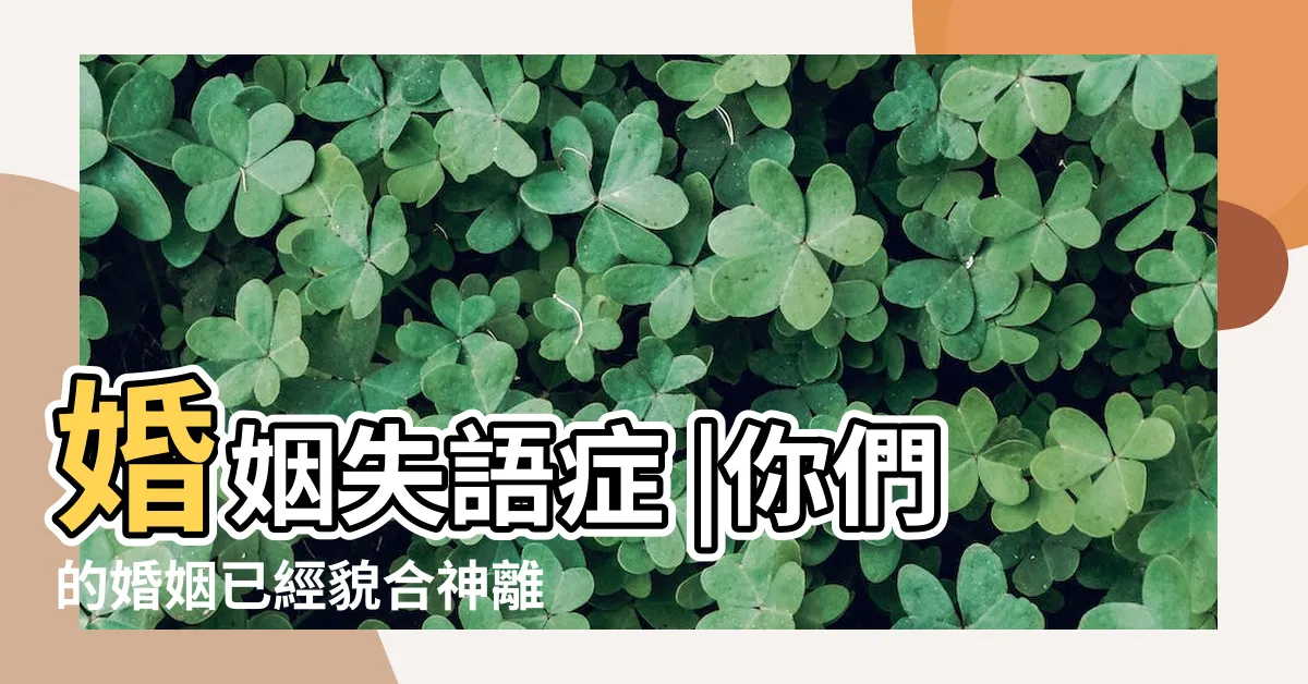【貌合神離夫妻】婚姻失語症 |你們的婚姻已經貌合神離了嗎 |假性親密關係的真相 |