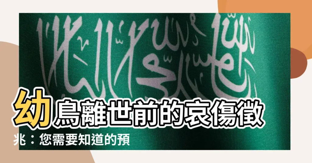 【幼鳥 死 前的徵兆】幼鳥離世前的哀傷徵兆：您需要知道的預警信號