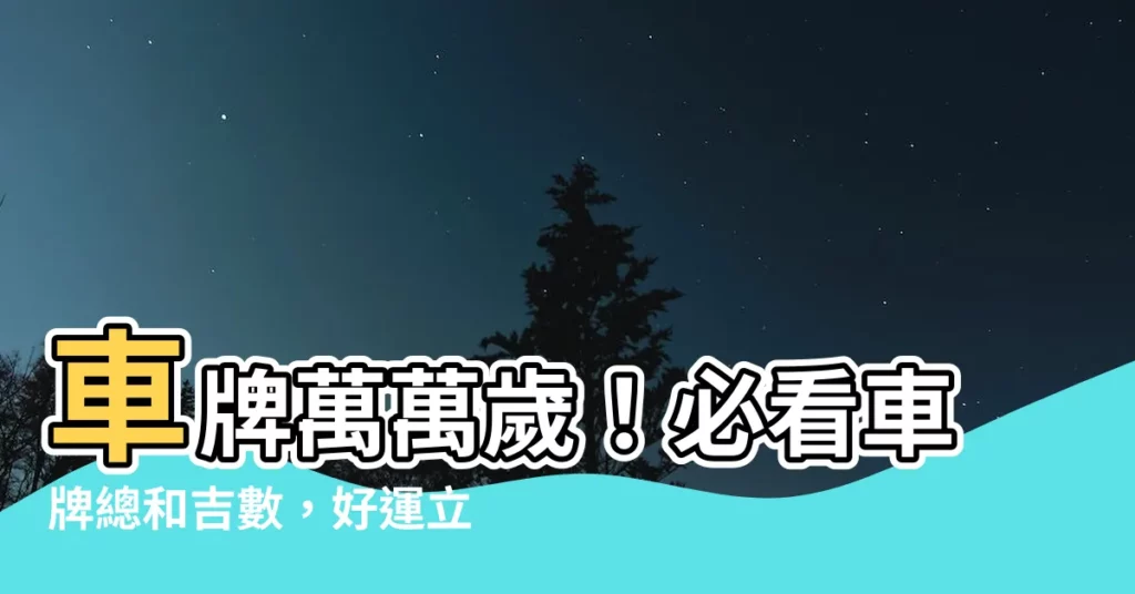 【車牌總和吉數】車牌萬萬歲！必看車牌總和吉數，好運立刻到來！