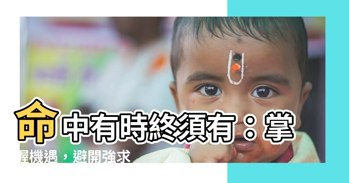 【命中有時終須有 命裡無時莫強求】命中有時終須有：掌握機遇，避開強求