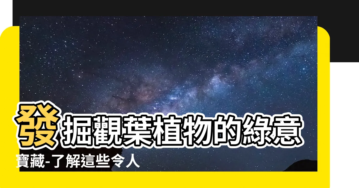 【觀葉植物有哪些】發掘觀葉植物的綠意寶藏-瞭解這些令人驚豔的室內盆栽植物