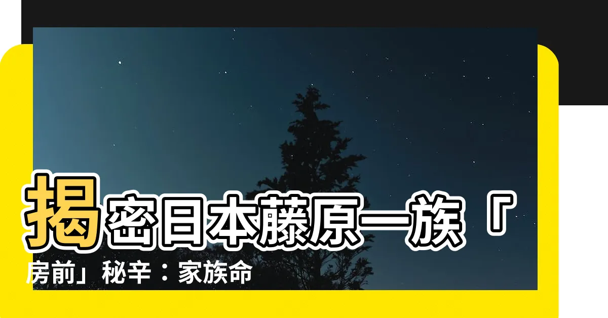 【房前】揭密日本藤原一族「房前」秘辛：家族命運的牽引線