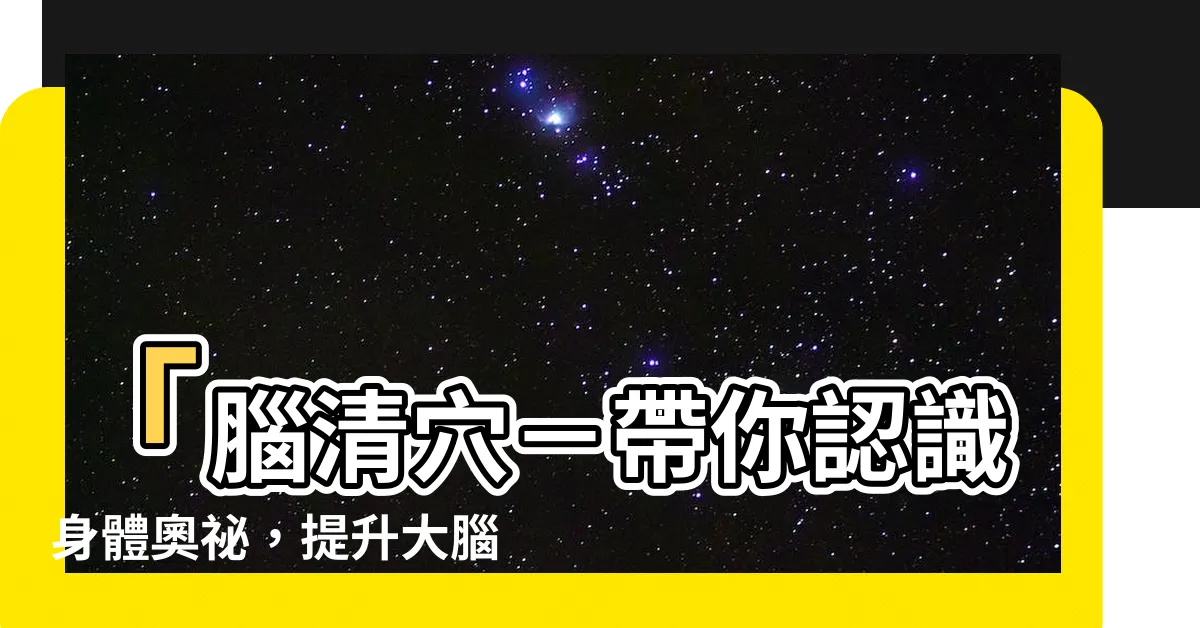 【腦清穴】「腦清穴－帶你認識身體奧秘，提升大腦活力！」