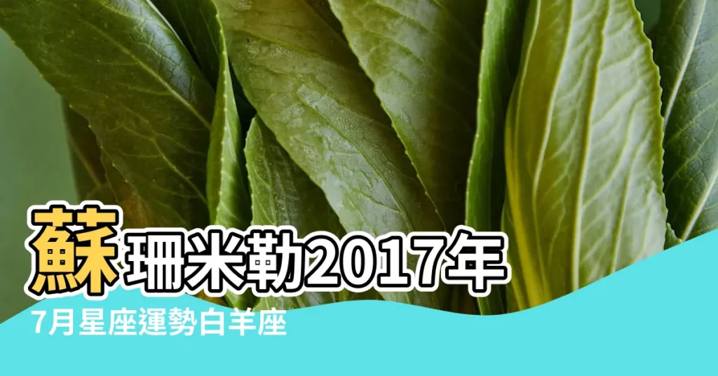 蘇珊米勒2017年7月星座運勢白羊座 |Susan |否極泰來樂 |【2017年7月白羊座運勢蘇珊米勒】