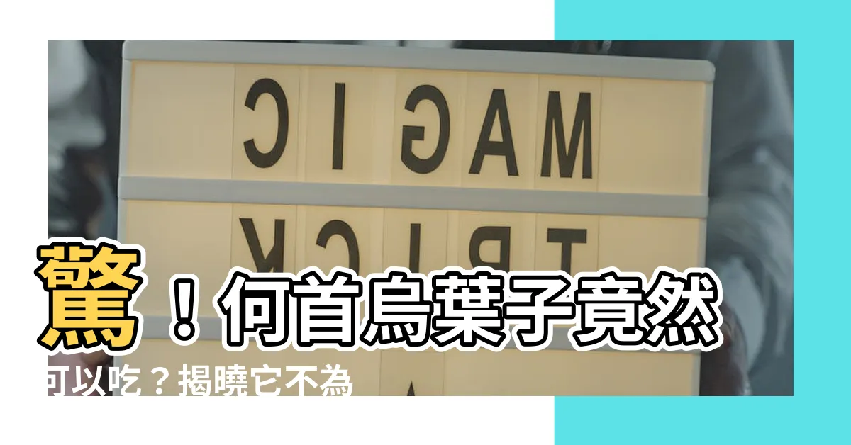 【何首烏葉子可以吃嗎】驚！何首烏葉子竟然可以吃？揭曉它不為人知的養生秘密