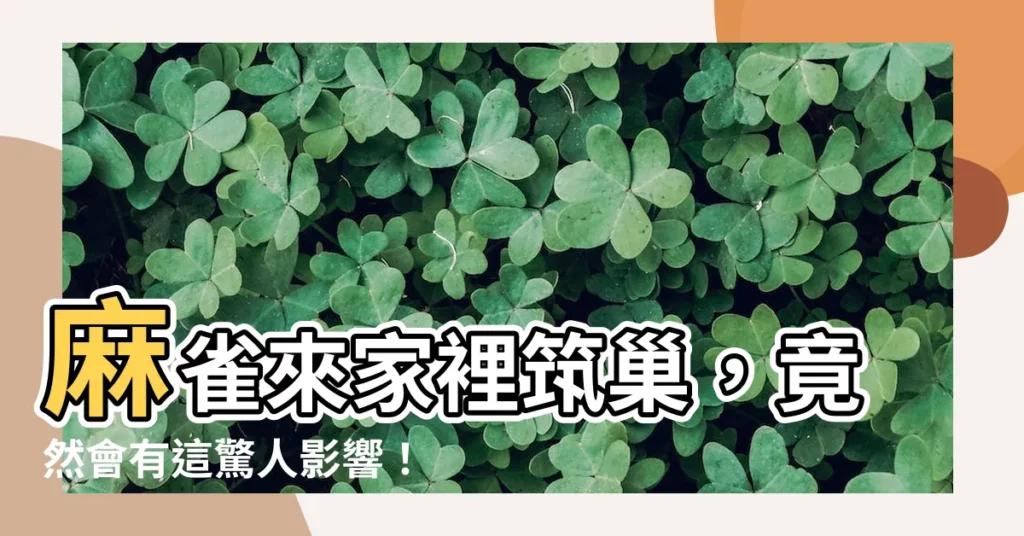 【麻雀來家裏築巢】麻雀來家裡築巢，竟然會有這驚人影響！