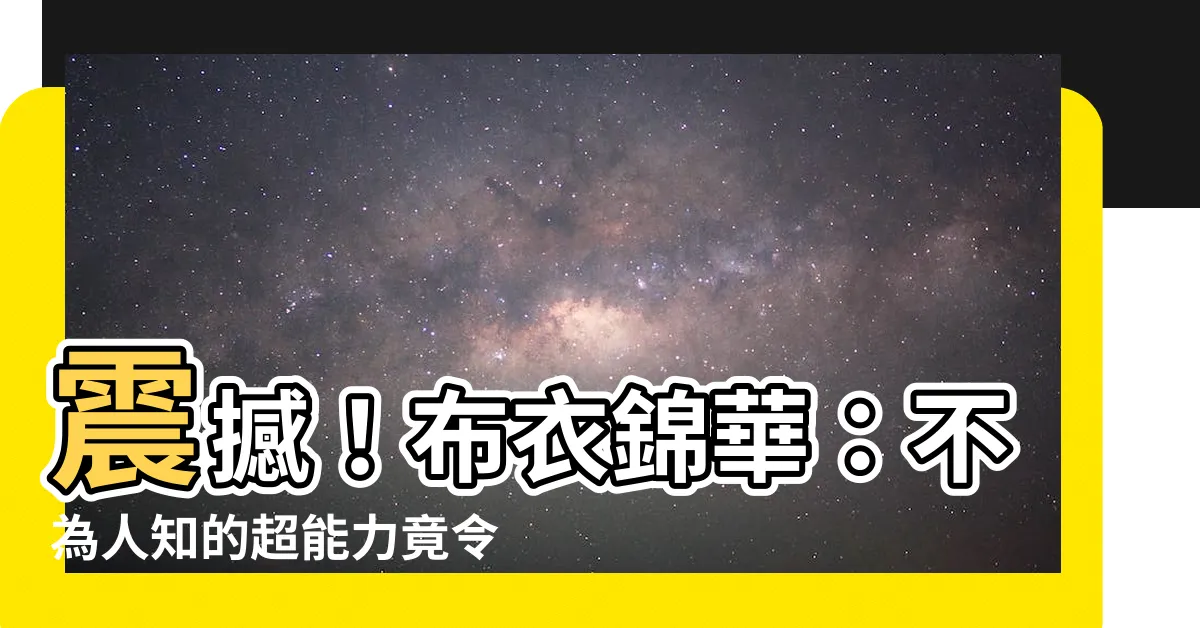 【布衣錦華】震撼！布衣錦華：不為人知的超能力竟令人驚訝！