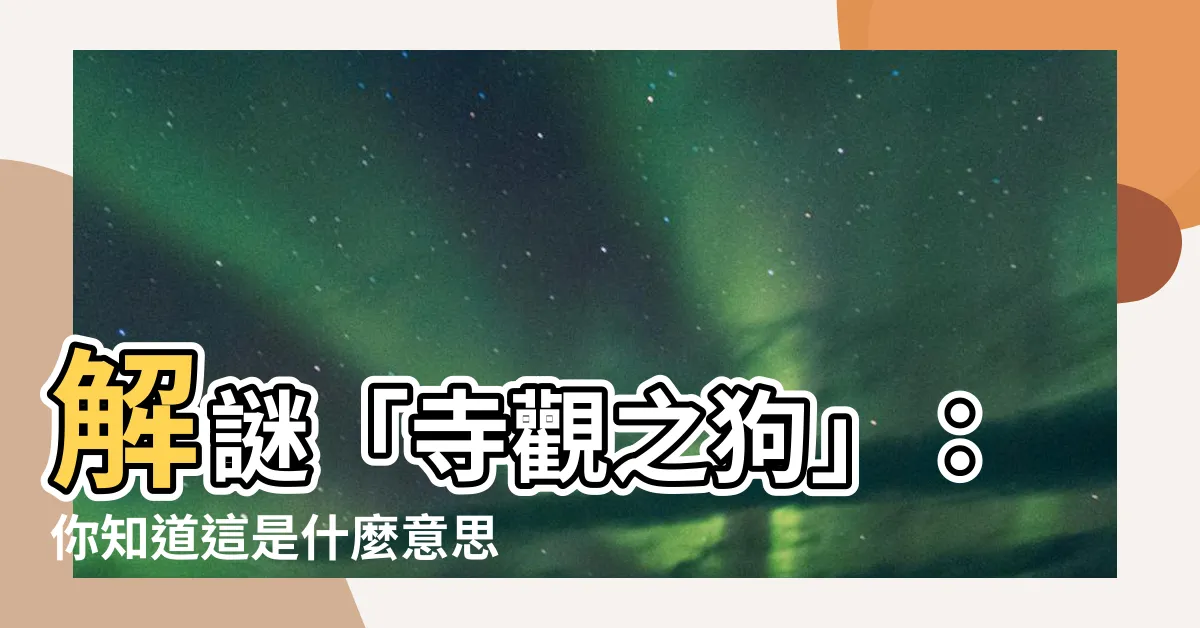 【寺觀之狗】解謎「寺觀之狗」：你知道這是什麼意思嗎？