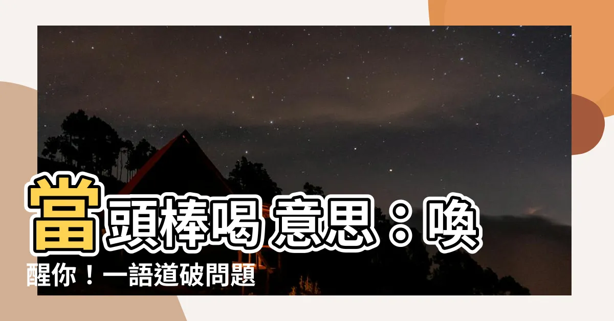 【當頭棒喝 意思】當頭棒喝 意思：喚醒你！一語道破問題所在