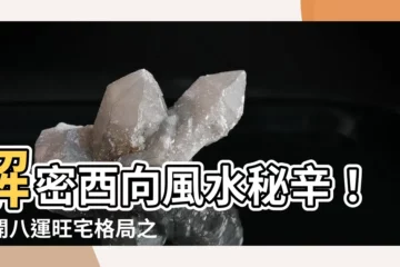 【酉向】解密酉向風水秘辛！揭開八運旺宅格局之謎