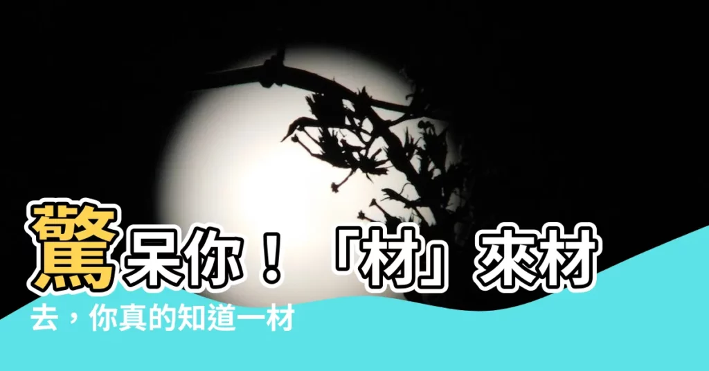 【一材多大】驚呆你！「材」來材去，你真的知道一材有多大嗎？