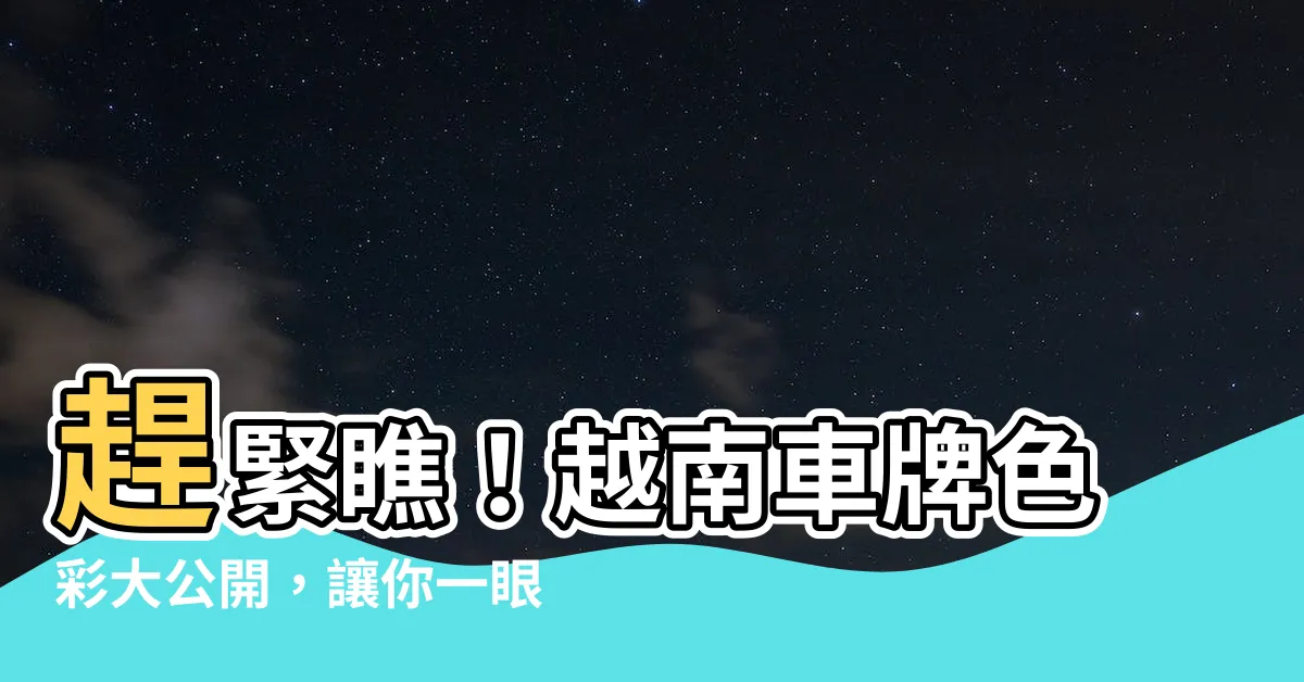 【越南車牌顏色】趕緊瞧！越南車牌色彩大公開，讓你一眼就懂！