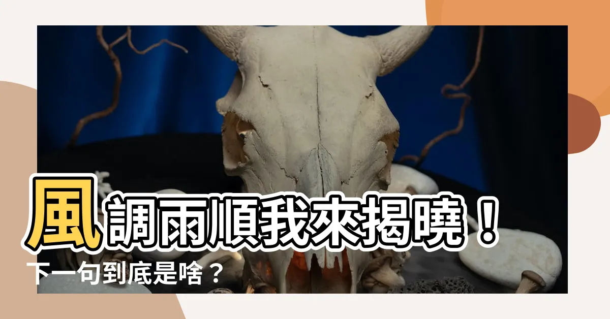 【風調雨順下一句】風調雨順我來揭曉！下一句到底是啥？