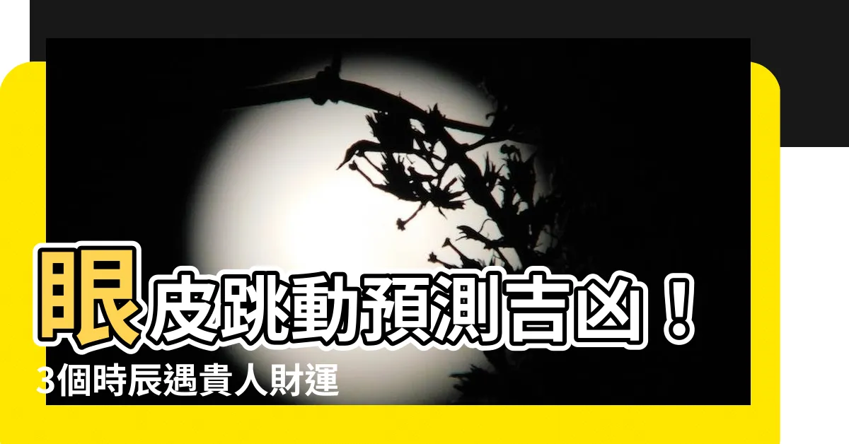 【眼 跳 法】眼皮跳動預測吉凶!3個時辰遇貴人財運爆棚!