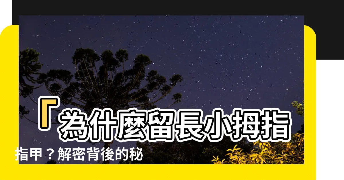 【小拇指指甲】「為什麼留長小拇指指甲？解密背後的秘密與驚人效果！」