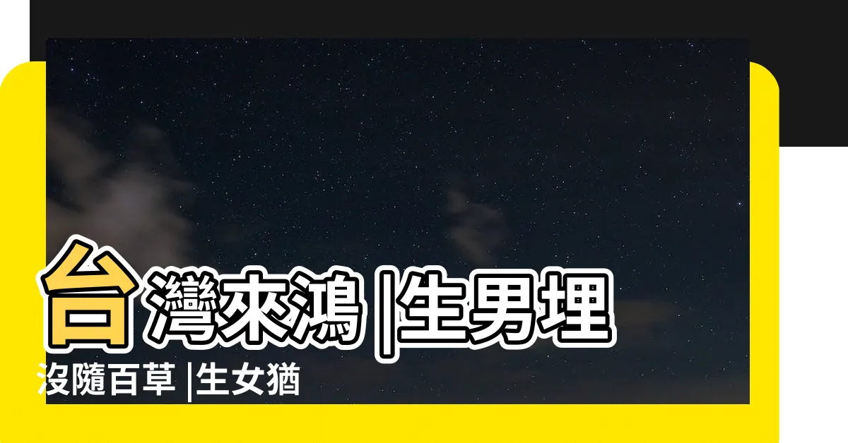 【生女好】台灣來鴻 |生男埋沒隨百草 |生女猶得嫁比鄰 |