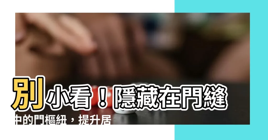 【門樞紐】別小看！隱藏在門縫中的門樞紐，提升居家安全與俐落感