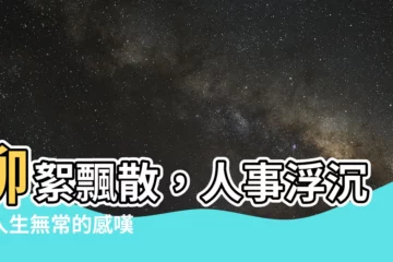 【柳絮隨風各西東 人事無非已不同】柳絮飄散，人事浮沉：人生無常的感嘆