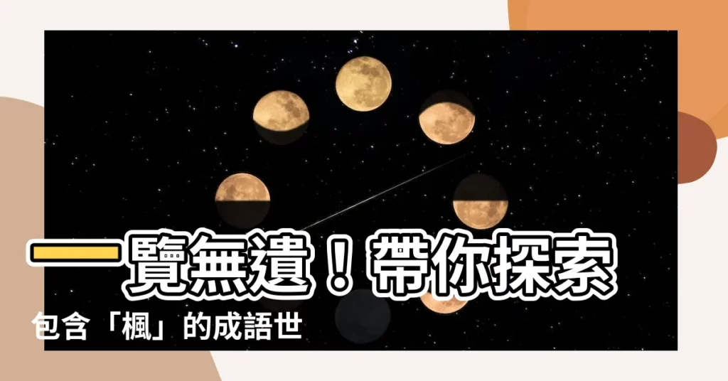 【楓的成語】一覽無遺！帶你探索包含「楓」的成語世界