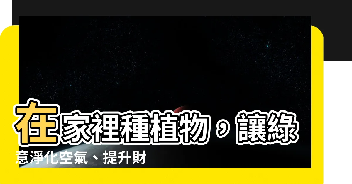 【家裡種植物】在家裡種植物，讓綠意淨化空氣、提升財氣！