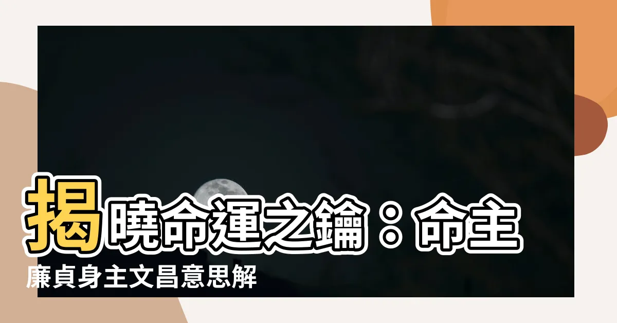 【命主廉貞身主文昌意思】揭曉命運之鑰：命主廉貞身主文昌意思解析