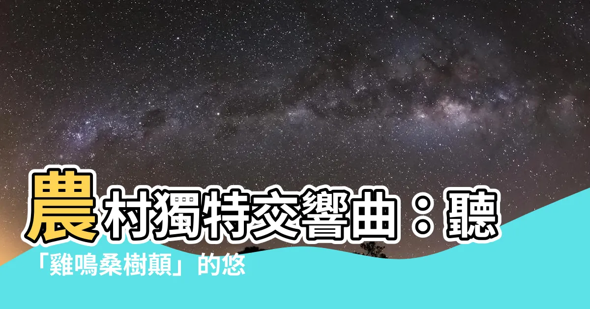 【雞鳴桑樹顛】農村獨特交響曲：聽「雞鳴桑樹顛」的悠然自得