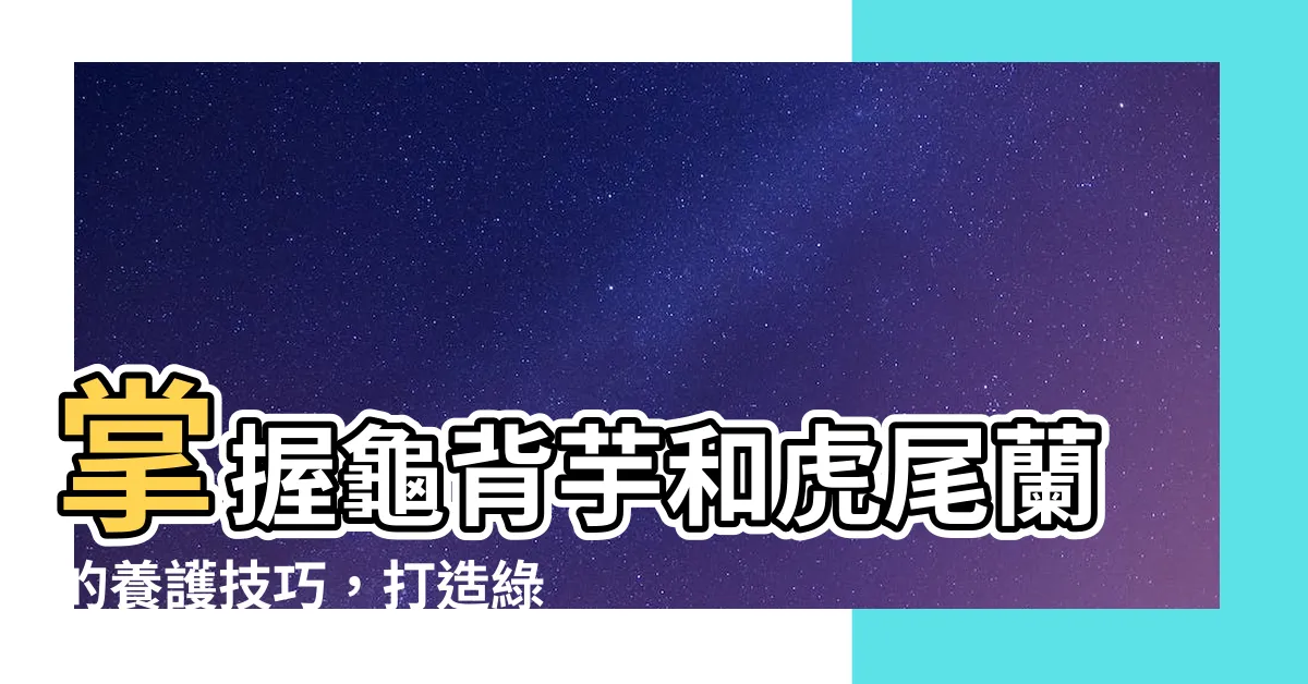 【龜 植物】掌握龜背芋和虎尾蘭的養護技巧，打造綠意盎然的龜植物天堂