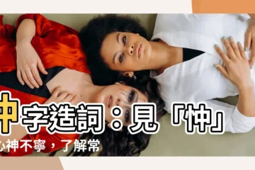 【忡造詞】忡字造詞：見「忡」字心神不寧，瞭解常用詞彙！