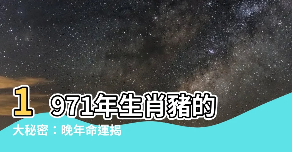 【1971是什麼年】1971年生肖豬的大秘密：晚年命運揭曉，50歲後財運如何？