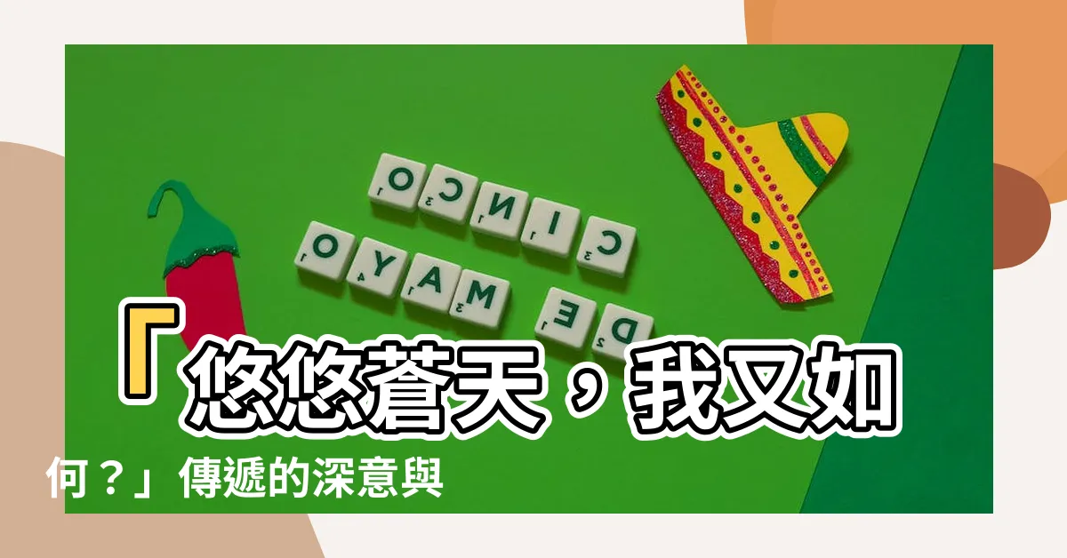 【悠悠蒼天 何薄於我】「悠悠蒼天，我又如何？」傳遞的深意與韌性