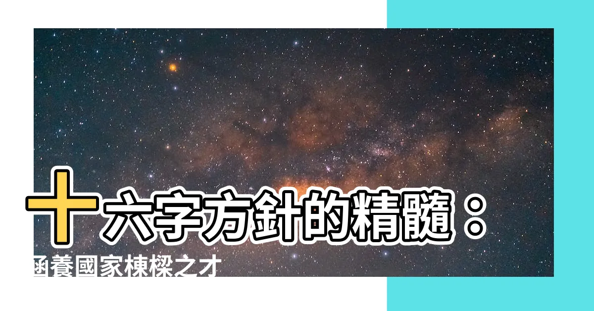 【十六字】十六字方針的精髓：涵養國家棟樑之才