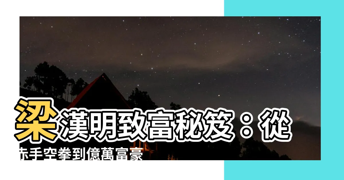 【梁漢明】梁漢明致富秘笈：從赤手空拳到億萬富豪的致富之路