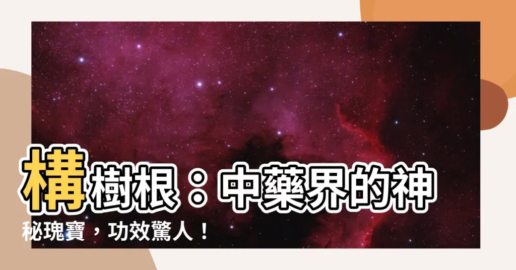 【構樹根】構樹根：中藥界的神秘瑰寶，功效驚人！