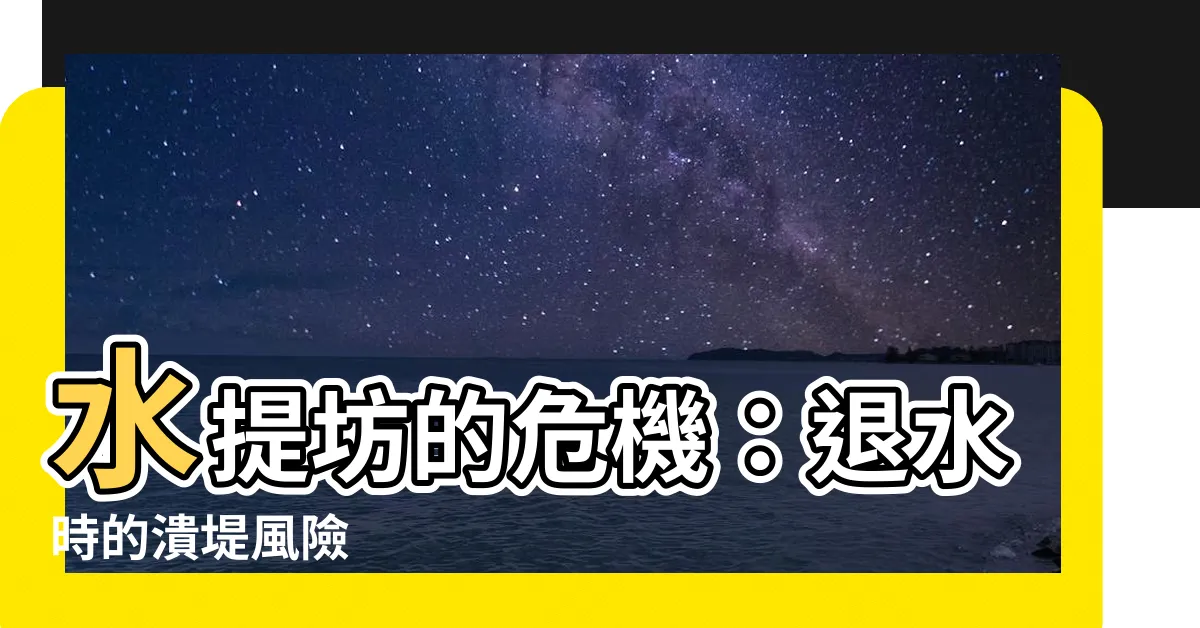 【水提防】水提坊的危機：退水時的潰堤風險
