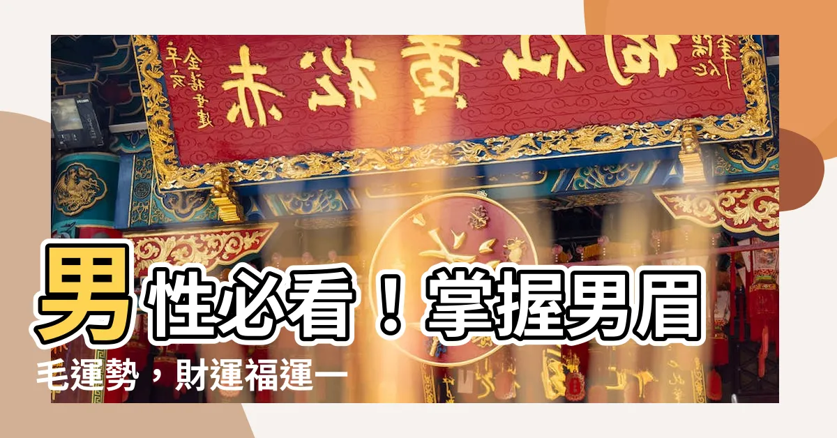 【男眉毛運勢】男性必看！掌握男眉毛運勢，財運福運一生大提升！