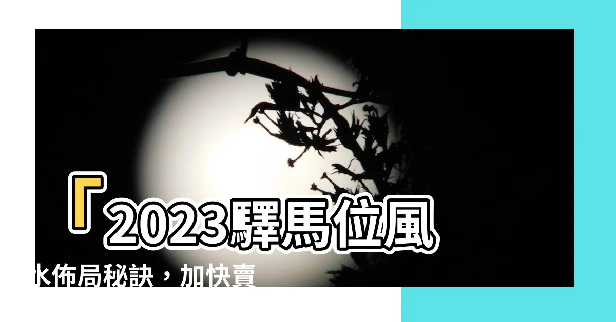 【驛馬位2023】「2023驛馬位風水佈局秘訣，加快賣樓，吸引買家注意！」
